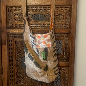 Diengie Burlap Boho Crossbody Bag